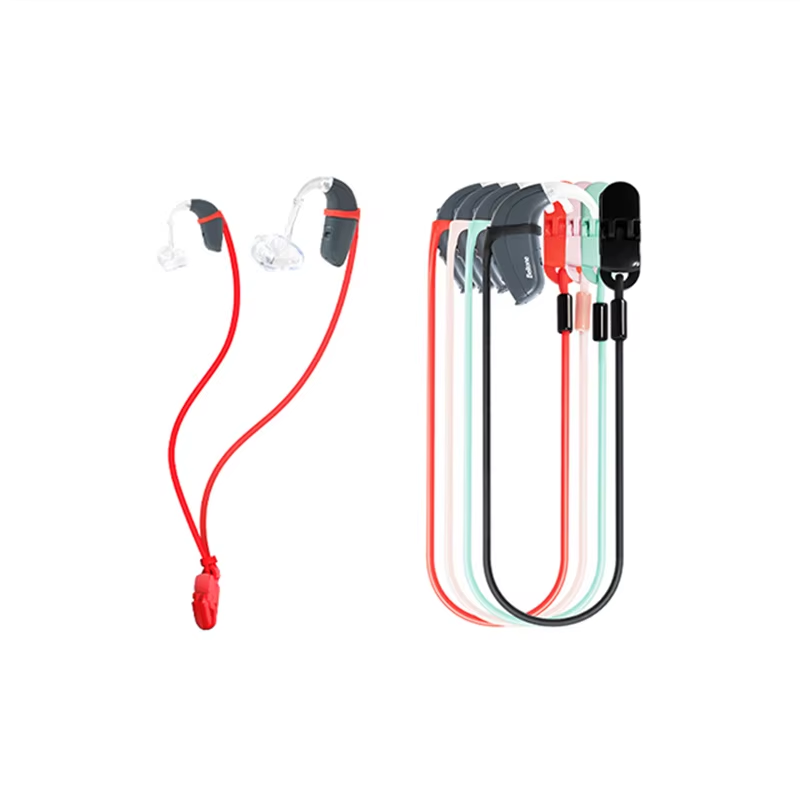 Portable Eco-Friendly Silicone 26cm Hearing Aid Anti-Lost String Clip with Customizable Length for Kids