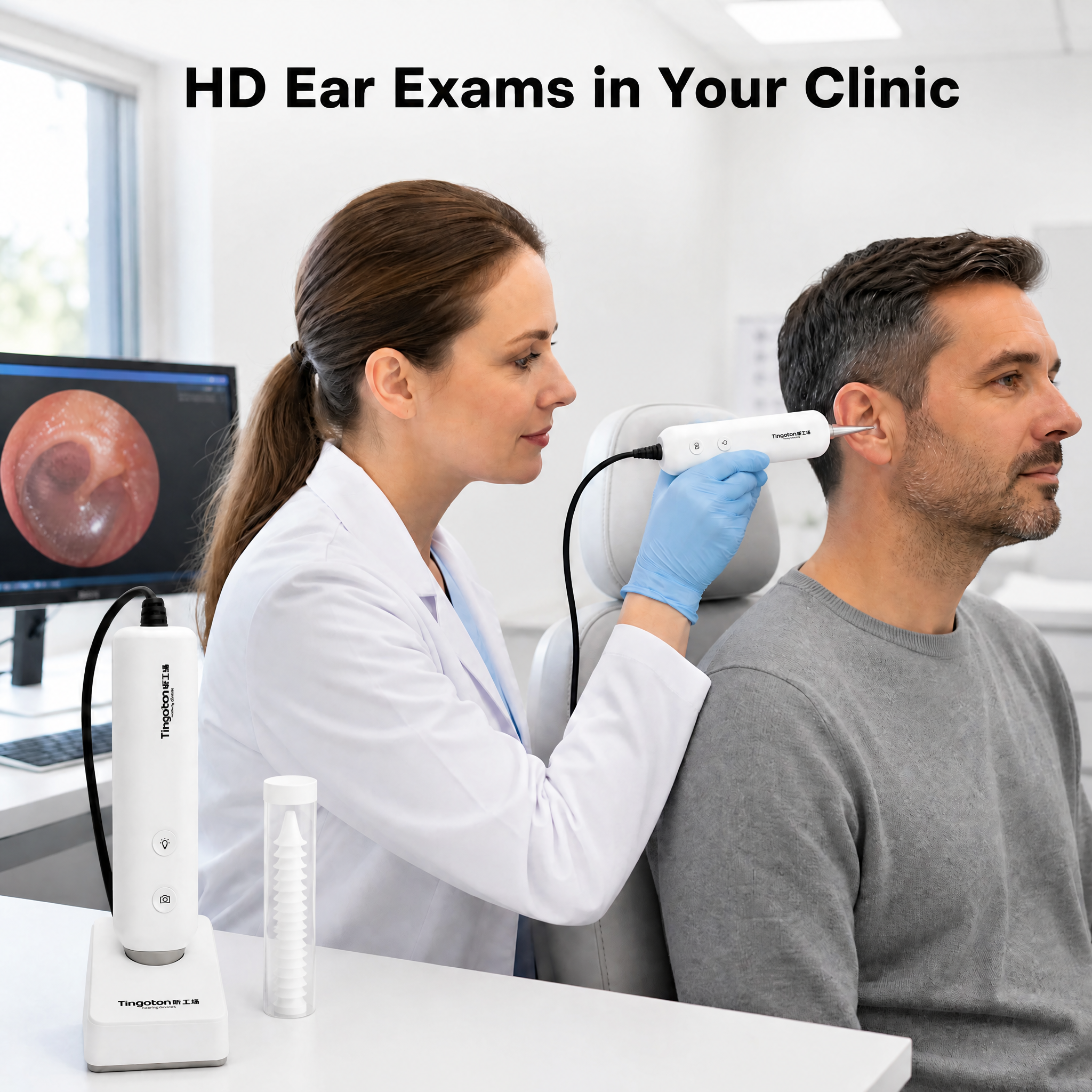 Hearing Test Equipment Endostall Visual Otoscope De Diagnostic with Camera Video Digital