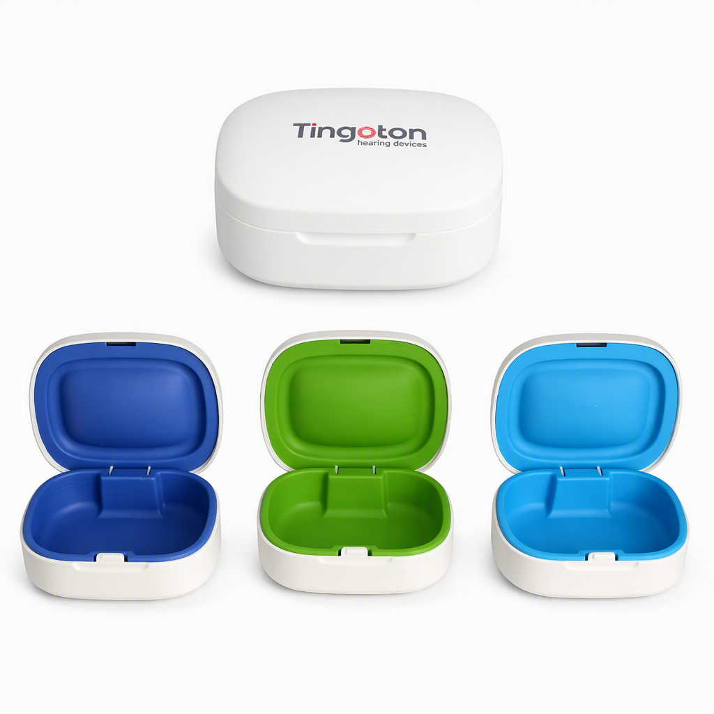 Wholesale Colorful ABS Plastic Hearing Aid Case & Storage Box OEM Packaging 72x72x32mm