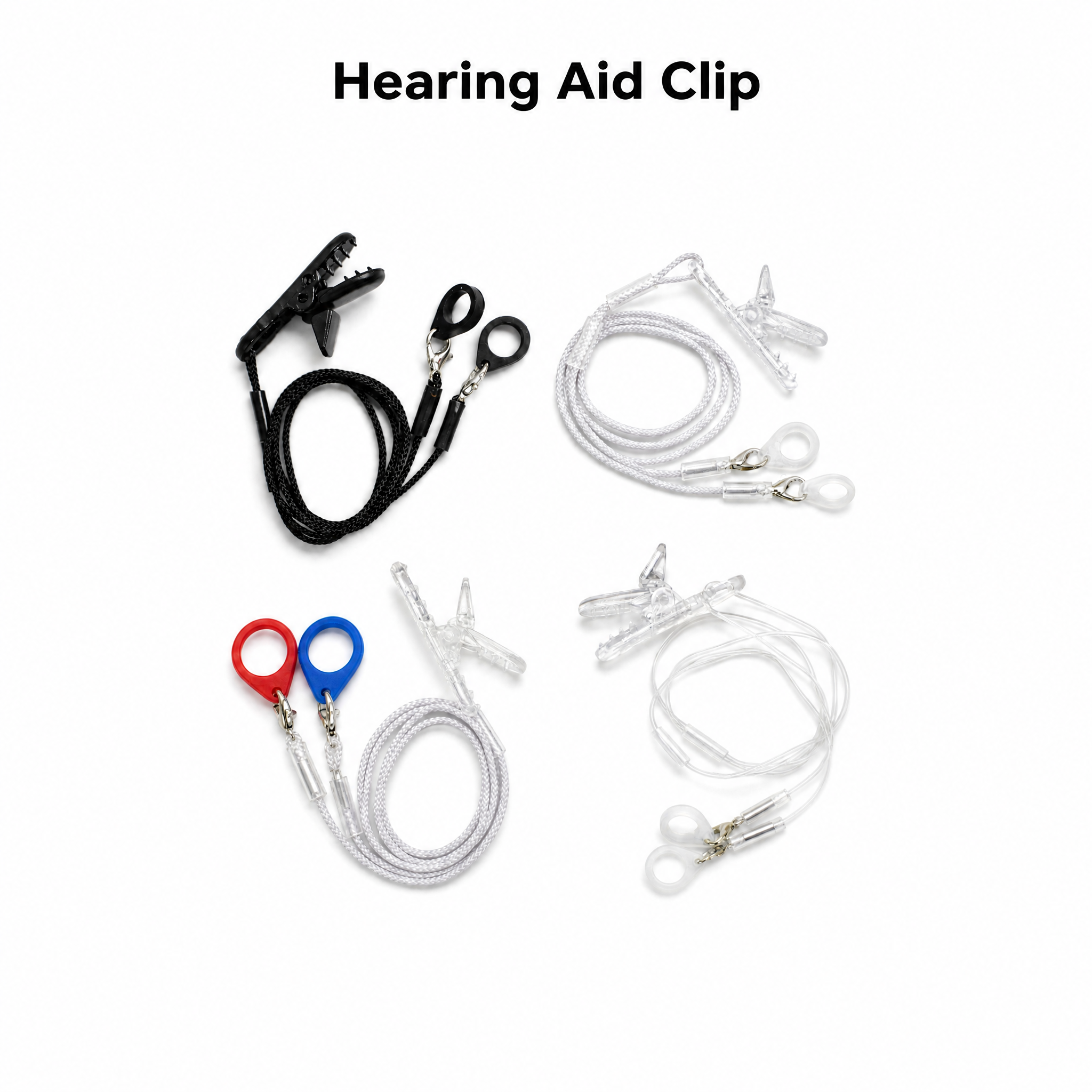 Hearing Aid Protector Lanyards & Anti-lost Silicone Rope Clips BTE-Friendly Breathable Design Customizable Length