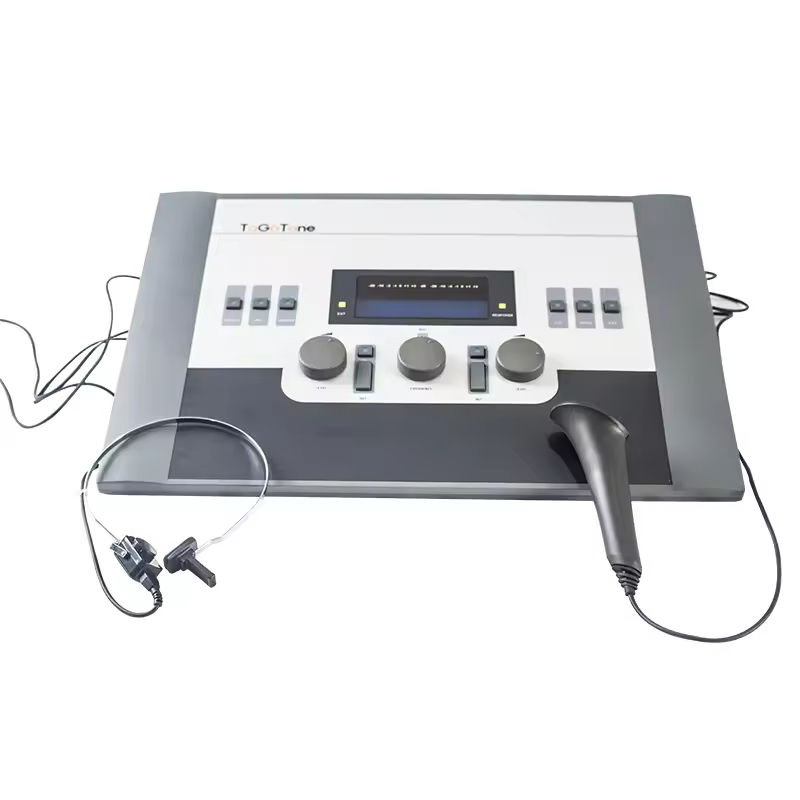 Professional Pure Tone Audiometer with Air/Bone Conduction Testing LCD Display Headphone Microphonics for Hearing Assessment