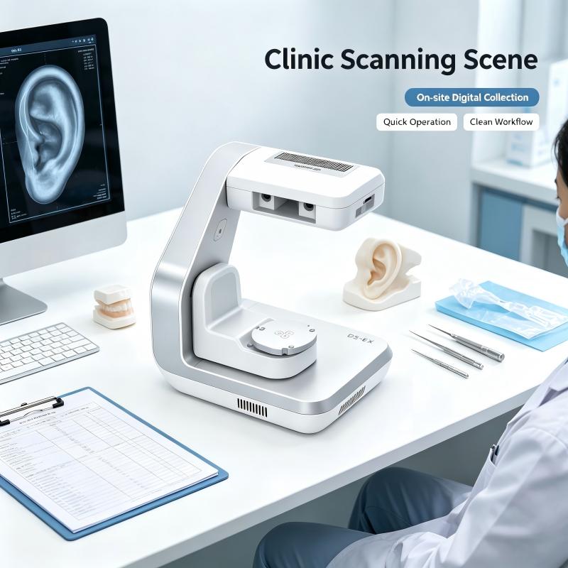 Hearing Center USB Digital Shining 3D Laser Scanner <15um Accuracy 100x100x75mm Scanning Range STL/OBJ/PLY Output Stock for 3D