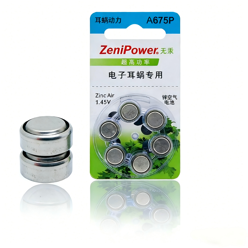High-Performance ZeniPower A675P Button Battery Cochlear Implant Compatible Ear & Hearing Product Other Batteries
