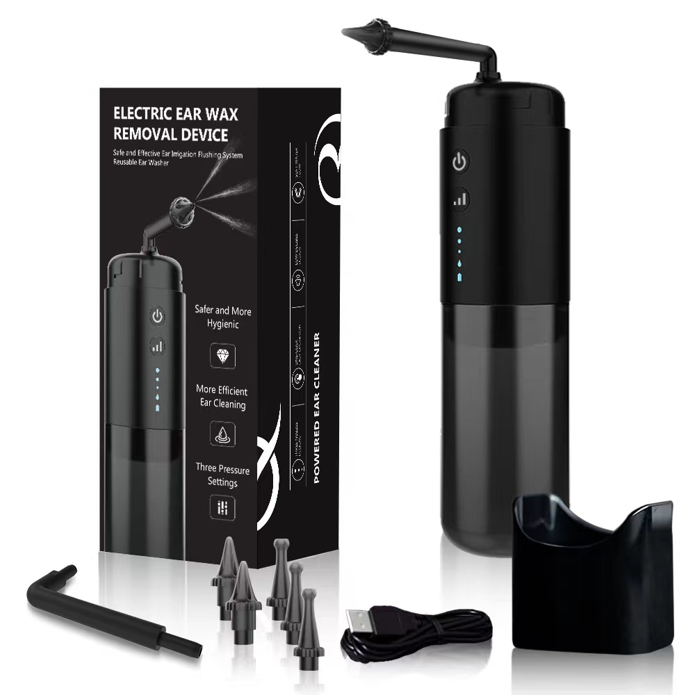 Black Eco-Friendly Rechargeable Electrical Ear Wax Removal Cleanser Effective Cleaning for Ear & Hearing Products