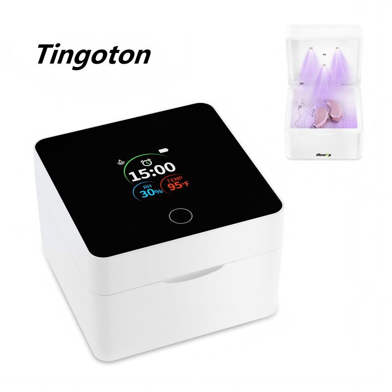 Universal UV Sterilizing Hearing Aid Dry Box with LCD Display Dehumidifier 40C Temperature Control Type-C Interface