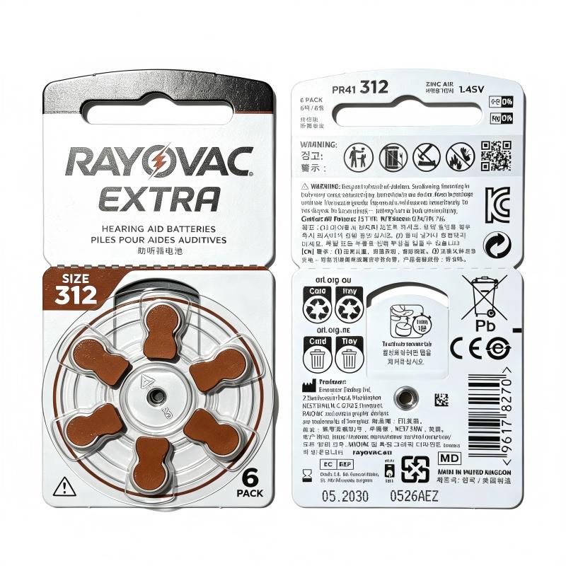 Factory Direct Wholesale 6Pcs Rayovac Extra Approved 1.45V Other Battery for Cochlear Implant 60 Cells/Box