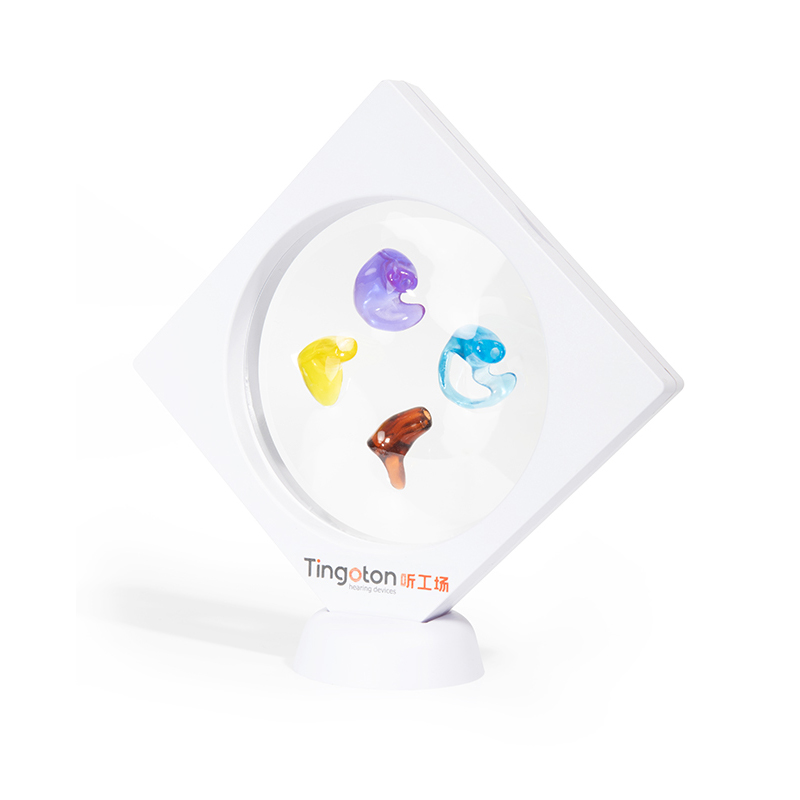 Tingoton New Transparency PE Elastic Membrane Eco-friendly White Hearing Aid Ear Model Display Stands 11.8x11.8x2CM for Hearing
