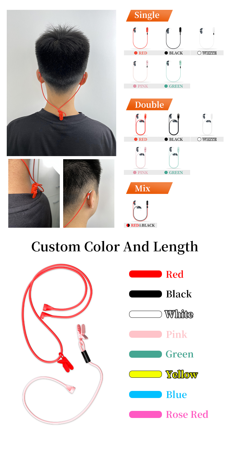 Colorful Silicone Anti Lost Neck Strap Clip String Rope Line Lanyard for Airpods Earphone product detail