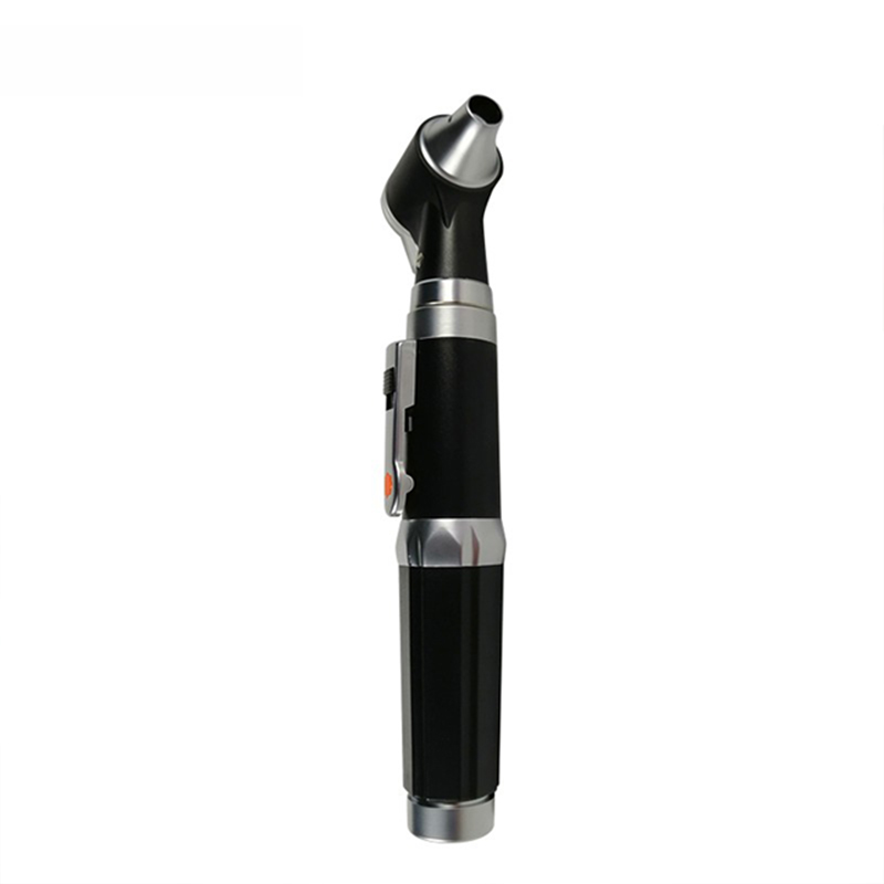 Small Optical Fiber Conduction Simple Otoscope Removable Battery Metal Plastic Construction Black for Ear Mouth Eye Examination product detail