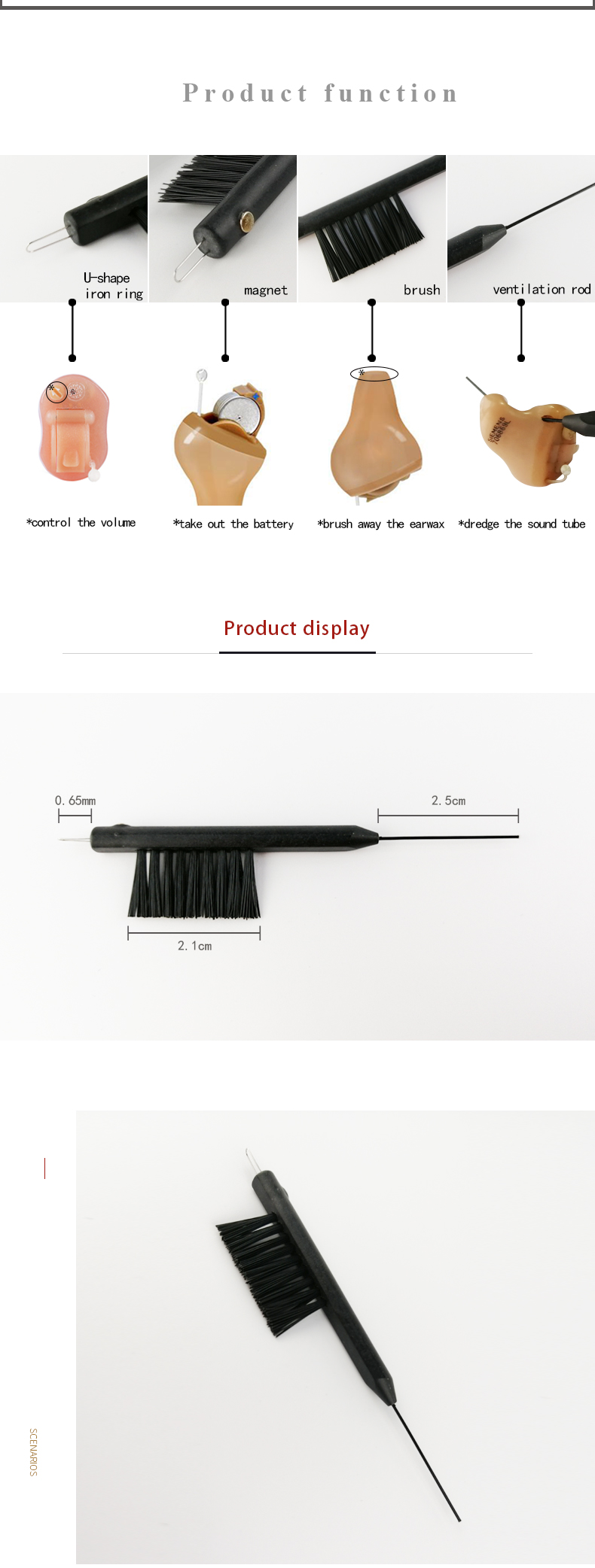 Tingoton Best Price Hearing Aid Cleaning Brush Set with Nylon Brush & ABS Handle Cleanser for Hygiene Care product detail