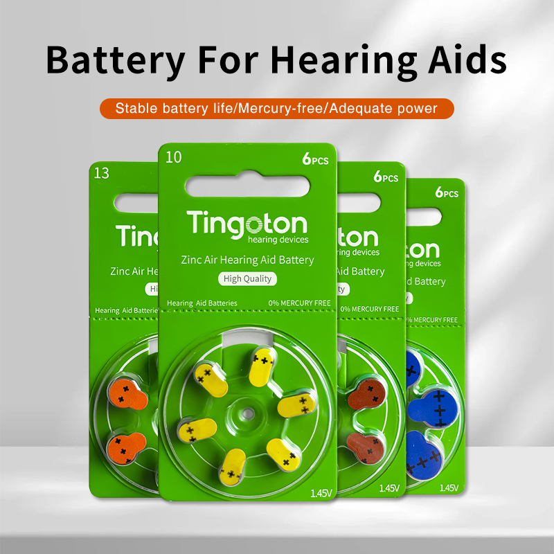 Good Quality Professional Free Mercury Best Price Zinc Air Button Cell Battery for Hearing Aid Battery-Tingoton Brand 6/Pack product detail
