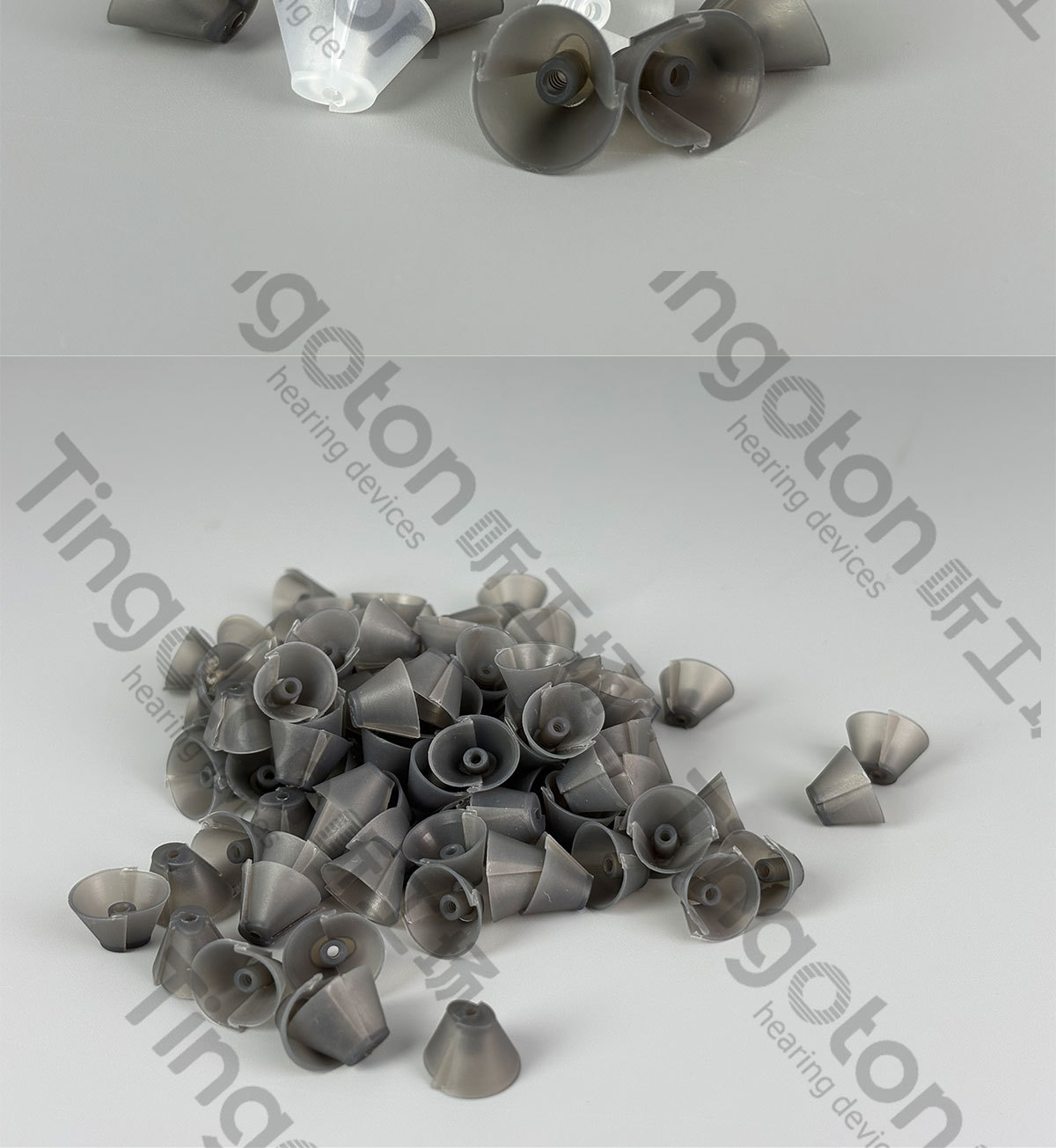 Hearing Aid Accessories Tulip Half-open Earplugs Black/White Transparent RIC Receiver Ear Mold Medical-grade Silicone Noise product detail
