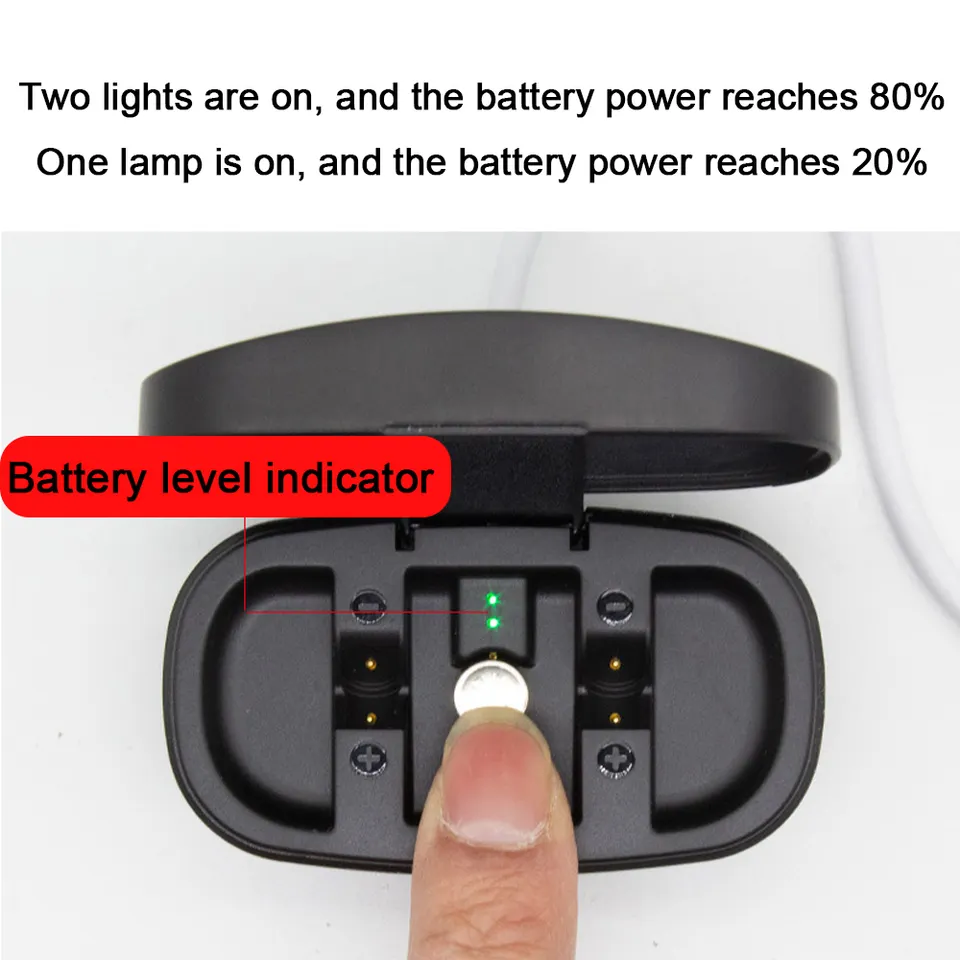 2025 New Product Portable Black Rechargeable Hearing Aid Battery Charger with Batteries product detail