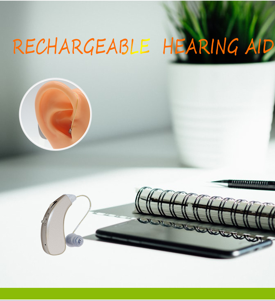 TINGOTON BTE Digital Rechargeable Hearing Aid Noise Reduction Comfortable Hanging Design for Severe Hearing Loss Deaf-China Made product detail