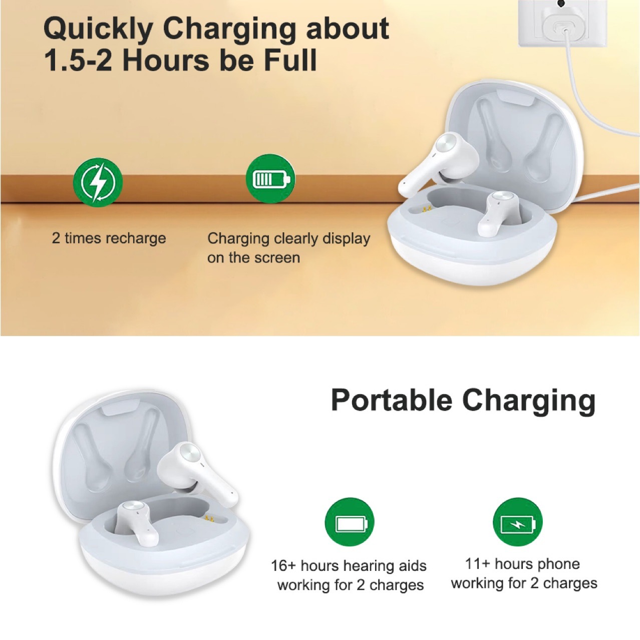 Hot Sale Rechargeable Touch Amplifier App Control 16 Hours Playtime Eco-Friendly Charging Station for Severe Hearing Headphone product detail