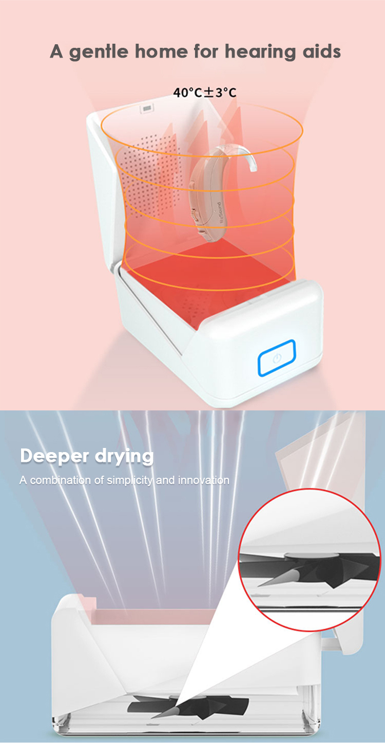 High Quality Two-Mode Electronic Dryer Dehumidifier with UV Light for Hearing Aids 403 Temperature Control 2H/8H Time Alarm product detail
