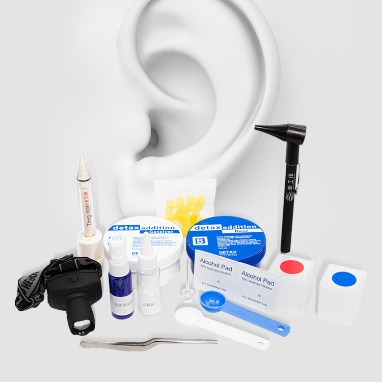 Processional Taking Portable Hearing Aid Ear Impression Earmold Weave Material Quick Dry Black Custom Logo Online Support Kit product detail