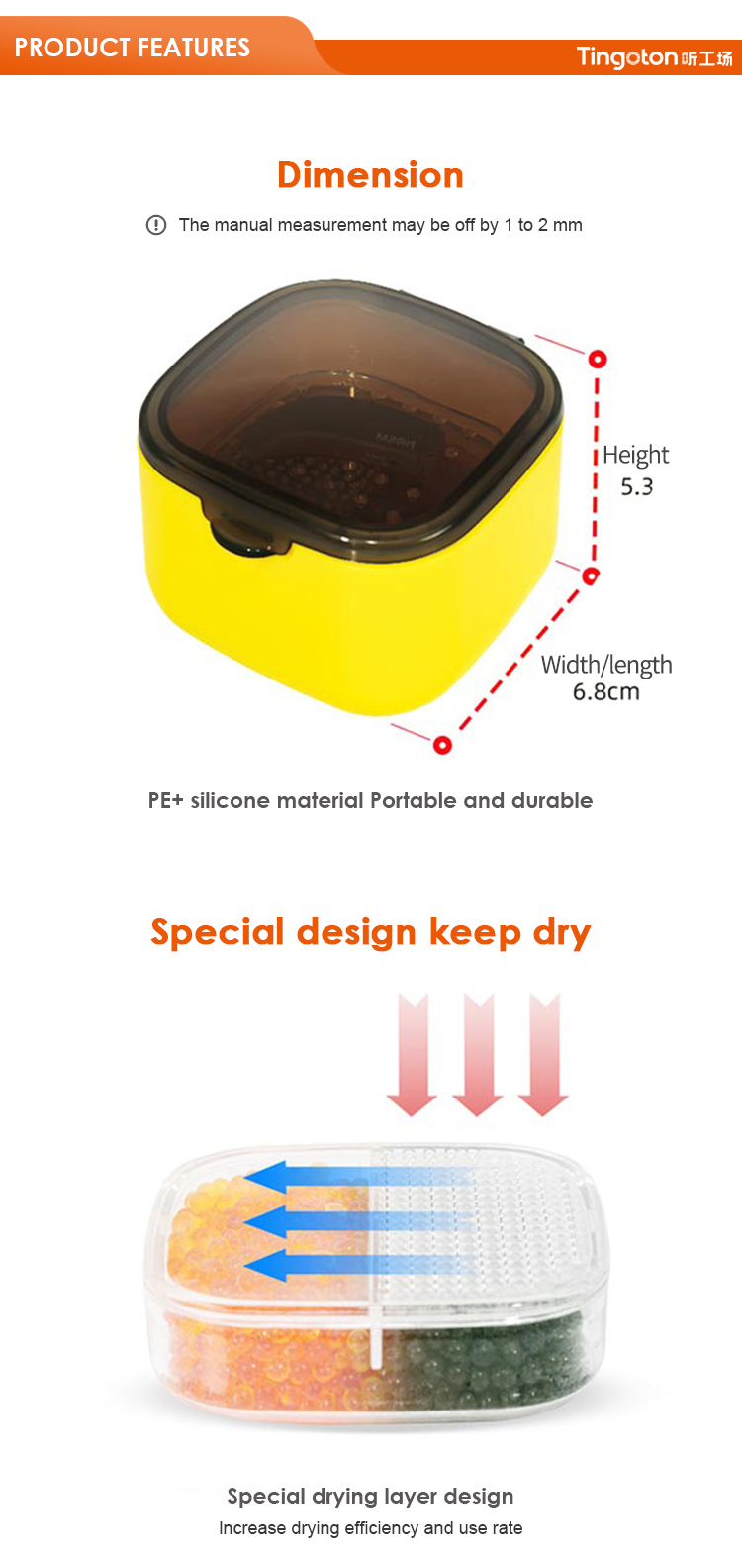 High Quality 68*68*53mm PC+Silicone Hearing Aid Drying Jar Box Capsule Tablet Cup Beaker Ear & Hearing Product product detail
