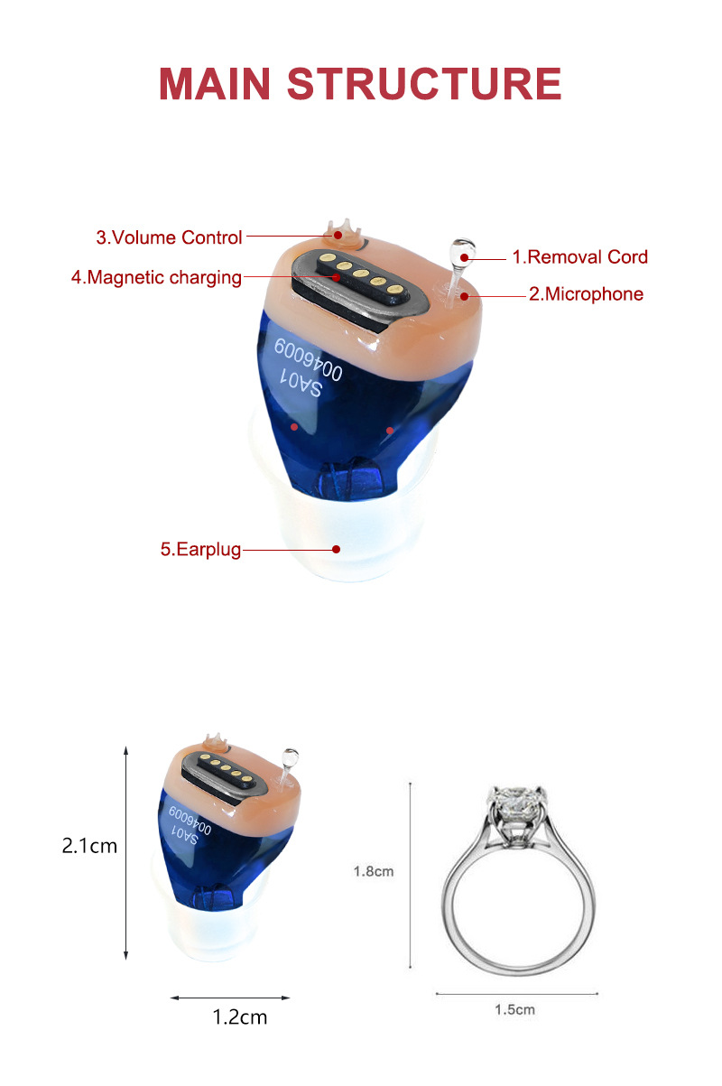 2025 New TINGOTON GLS-SA01 ITE High Quality Lightweight Comfortable Mini Invisible Rechargeable 26h Working Time Digital Hearing product detail
