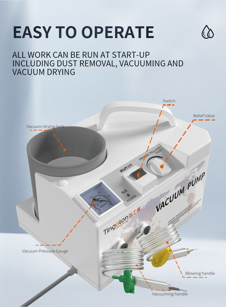 Hearing Aid Vacuum Pump Dryer Cleaner Silent Version Front/Back <40db Noise CE/RoSH Certified product detail