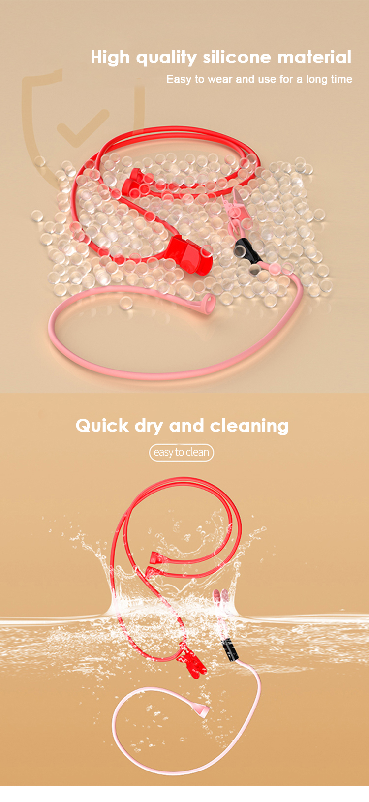 OEM Service Coloful Silicone Breathable Customizable Length & Color Hearing Aid & Earphone Anti-lost Chain Clip Protector 5.9g product detail