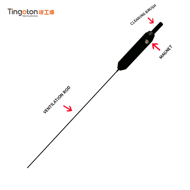 Tingoton Black Multifunction Magnetic Hearing Aid Accessories Cleaning Tools Nylon Brush Battery Removal Eardomes Cleaner product detail
